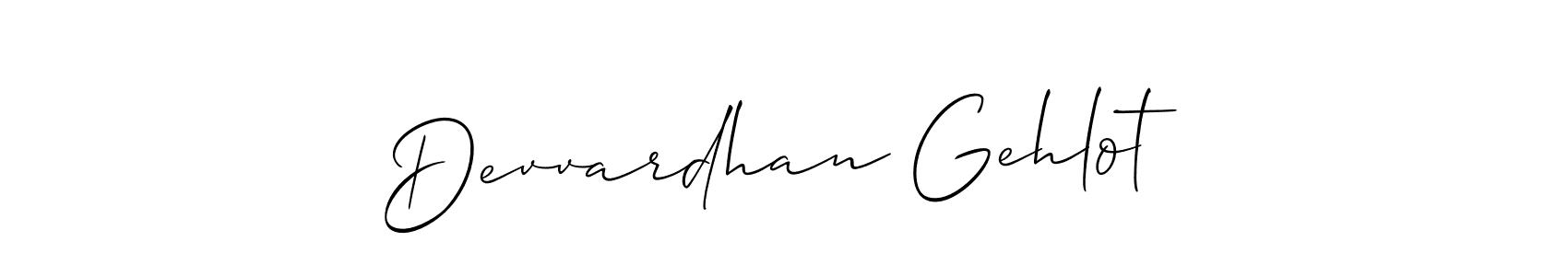 Design your own signature with our free online signature maker. With this signature software, you can create a handwritten (Allison_Script) signature for name Devvardhan Gehlot. Devvardhan Gehlot signature style 2 images and pictures png