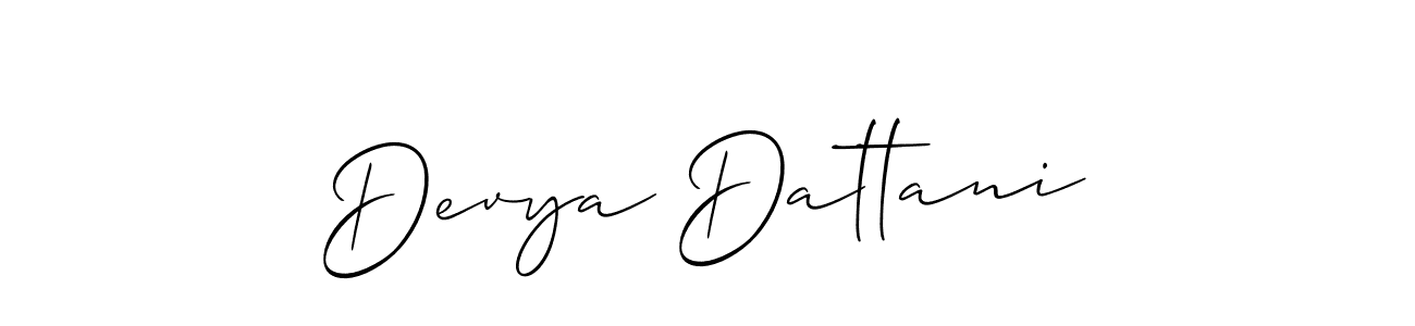 Make a beautiful signature design for name Devya Dattani. With this signature (Allison_Script) style, you can create a handwritten signature for free. Devya Dattani signature style 2 images and pictures png