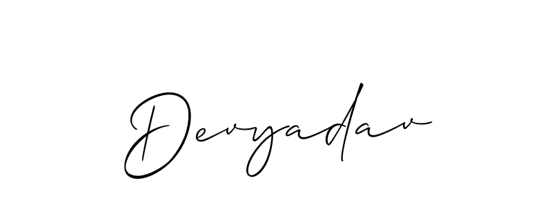 Make a beautiful signature design for name Devyadav. With this signature (Allison_Script) style, you can create a handwritten signature for free. Devyadav signature style 2 images and pictures png