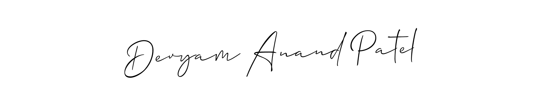 The best way (Allison_Script) to make a short signature is to pick only two or three words in your name. The name Devyam Anand Patel include a total of six letters. For converting this name. Devyam Anand Patel signature style 2 images and pictures png