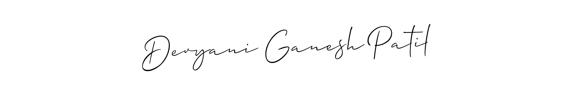 Use a signature maker to create a handwritten signature online. With this signature software, you can design (Allison_Script) your own signature for name Devyani Ganesh Patil. Devyani Ganesh Patil signature style 2 images and pictures png