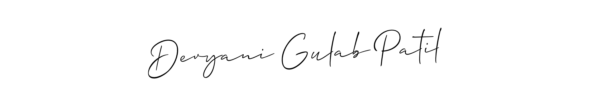 Create a beautiful signature design for name Devyani Gulab Patil. With this signature (Allison_Script) fonts, you can make a handwritten signature for free. Devyani Gulab Patil signature style 2 images and pictures png