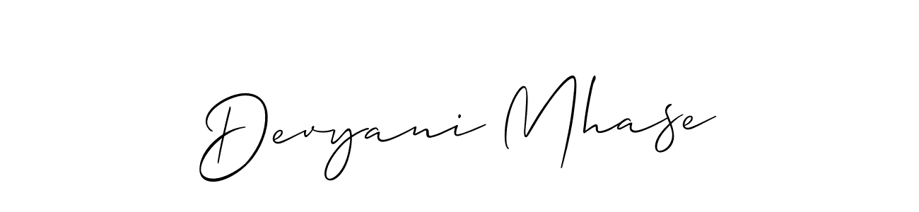 How to make Devyani Mhase name signature. Use Allison_Script style for creating short signs online. This is the latest handwritten sign. Devyani Mhase signature style 2 images and pictures png