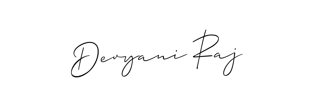 Create a beautiful signature design for name Devyani Raj. With this signature (Allison_Script) fonts, you can make a handwritten signature for free. Devyani Raj signature style 2 images and pictures png