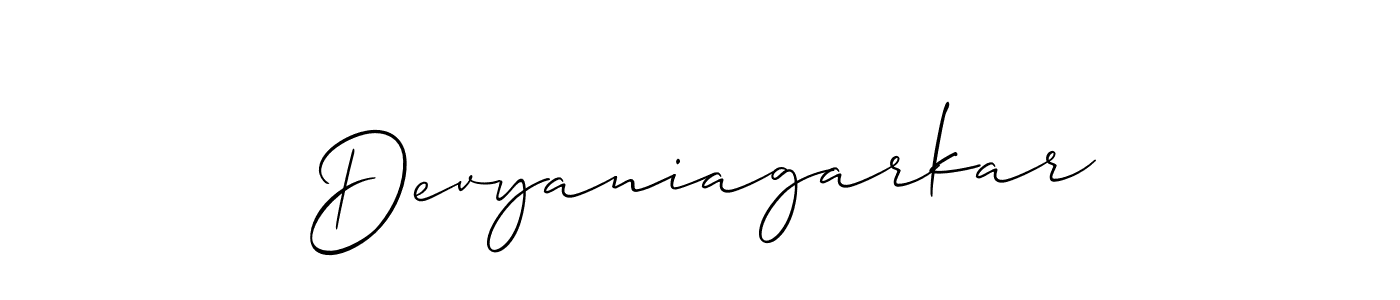 Also You can easily find your signature by using the search form. We will create Devyaniagarkar name handwritten signature images for you free of cost using Allison_Script sign style. Devyaniagarkar signature style 2 images and pictures png