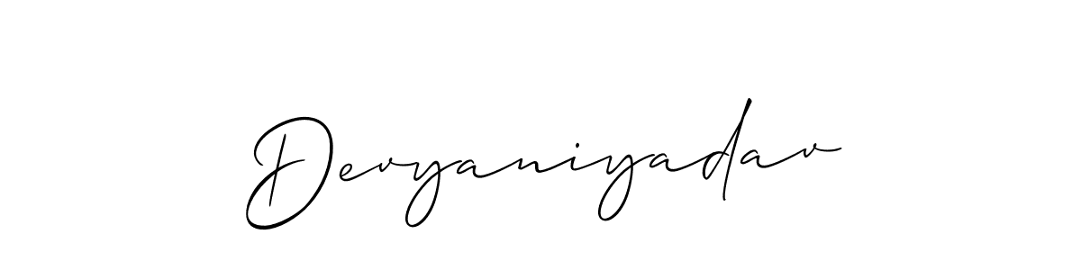 This is the best signature style for the Devyaniyadav name. Also you like these signature font (Allison_Script). Mix name signature. Devyaniyadav signature style 2 images and pictures png