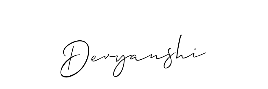 Use a signature maker to create a handwritten signature online. With this signature software, you can design (Allison_Script) your own signature for name Devyanshi. Devyanshi signature style 2 images and pictures png