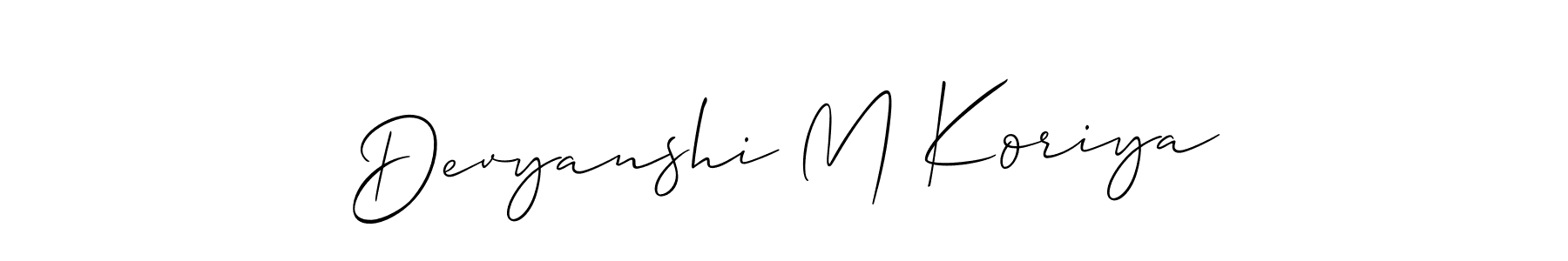 This is the best signature style for the Devyanshi M Koriya name. Also you like these signature font (Allison_Script). Mix name signature. Devyanshi M Koriya signature style 2 images and pictures png