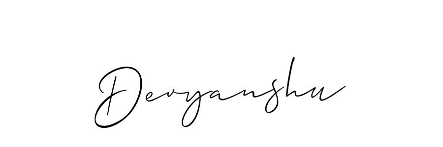 Design your own signature with our free online signature maker. With this signature software, you can create a handwritten (Allison_Script) signature for name Devyanshu. Devyanshu signature style 2 images and pictures png