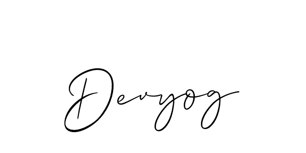 How to make Devyog signature? Allison_Script is a professional autograph style. Create handwritten signature for Devyog name. Devyog signature style 2 images and pictures png