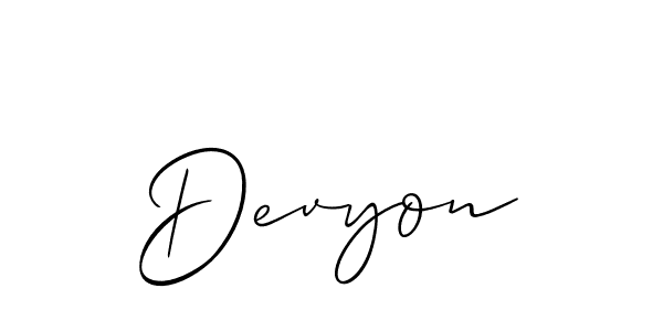 Devyon stylish signature style. Best Handwritten Sign (Allison_Script) for my name. Handwritten Signature Collection Ideas for my name Devyon. Devyon signature style 2 images and pictures png