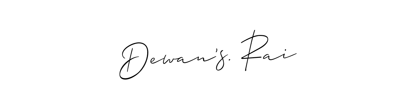 Design your own signature with our free online signature maker. With this signature software, you can create a handwritten (Allison_Script) signature for name Dewan’s. Rai. Dewan’s. Rai signature style 2 images and pictures png