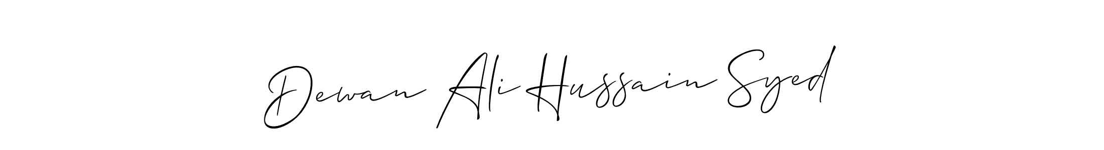 Use a signature maker to create a handwritten signature online. With this signature software, you can design (Allison_Script) your own signature for name Dewan Ali Hussain Syed. Dewan Ali Hussain Syed signature style 2 images and pictures png