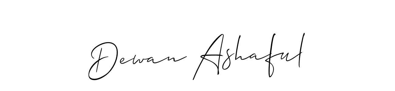 Also You can easily find your signature by using the search form. We will create Dewan Ashaful name handwritten signature images for you free of cost using Allison_Script sign style. Dewan Ashaful signature style 2 images and pictures png