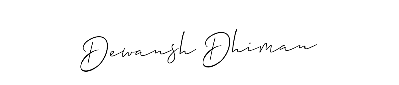 Create a beautiful signature design for name Dewansh Dhiman. With this signature (Allison_Script) fonts, you can make a handwritten signature for free. Dewansh Dhiman signature style 2 images and pictures png