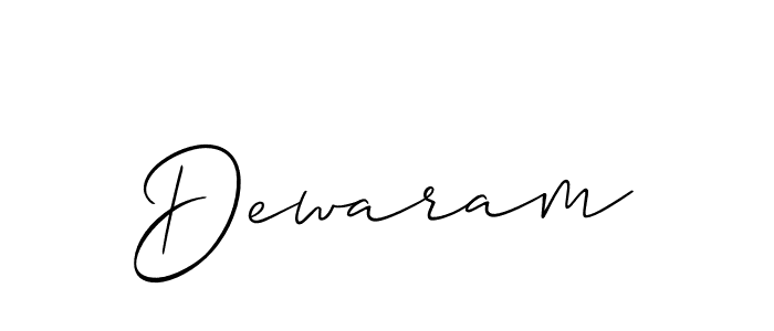 The best way (Allison_Script) to make a short signature is to pick only two or three words in your name. The name Dewaram include a total of six letters. For converting this name. Dewaram signature style 2 images and pictures png