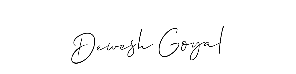 Allison_Script is a professional signature style that is perfect for those who want to add a touch of class to their signature. It is also a great choice for those who want to make their signature more unique. Get Dewesh Goyal name to fancy signature for free. Dewesh Goyal signature style 2 images and pictures png