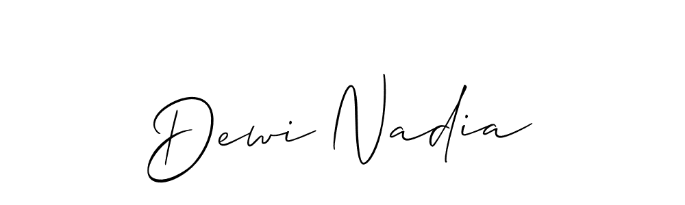 Similarly Allison_Script is the best handwritten signature design. Signature creator online .You can use it as an online autograph creator for name Dewi Nadia. Dewi Nadia signature style 2 images and pictures png