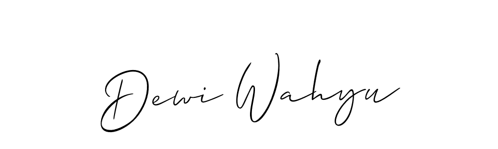 Use a signature maker to create a handwritten signature online. With this signature software, you can design (Allison_Script) your own signature for name Dewi Wahyu. Dewi Wahyu signature style 2 images and pictures png