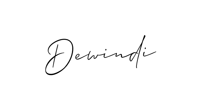 Use a signature maker to create a handwritten signature online. With this signature software, you can design (Allison_Script) your own signature for name Dewindi. Dewindi signature style 2 images and pictures png