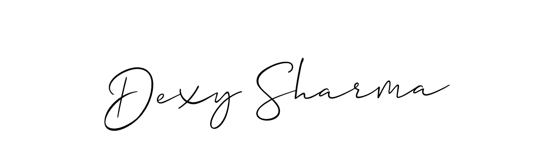 How to make Dexy Sharma name signature. Use Allison_Script style for creating short signs online. This is the latest handwritten sign. Dexy Sharma signature style 2 images and pictures png