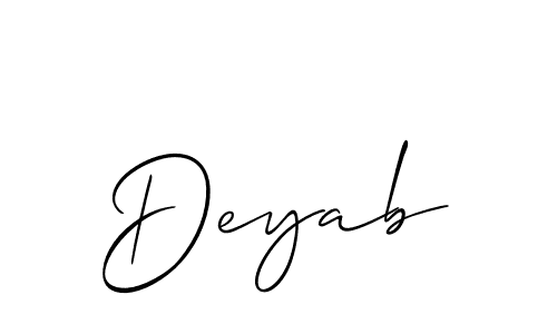 Make a short Deyab signature style. Manage your documents anywhere anytime using Allison_Script. Create and add eSignatures, submit forms, share and send files easily. Deyab signature style 2 images and pictures png
