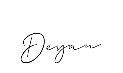 Allison_Script is a professional signature style that is perfect for those who want to add a touch of class to their signature. It is also a great choice for those who want to make their signature more unique. Get Deyan name to fancy signature for free. Deyan signature style 2 images and pictures png