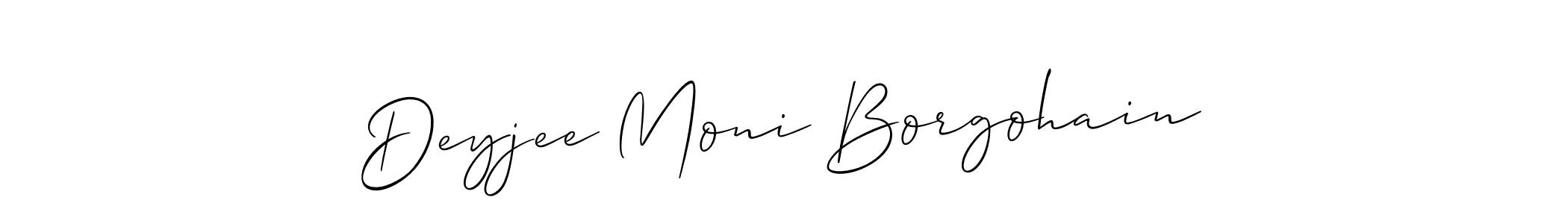 if you are searching for the best signature style for your name Deyjee Moni Borgohain. so please give up your signature search. here we have designed multiple signature styles  using Allison_Script. Deyjee Moni Borgohain signature style 2 images and pictures png