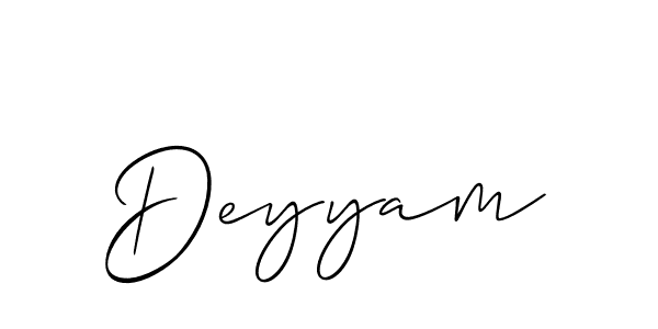 It looks lik you need a new signature style for name Deyyam. Design unique handwritten (Allison_Script) signature with our free signature maker in just a few clicks. Deyyam signature style 2 images and pictures png