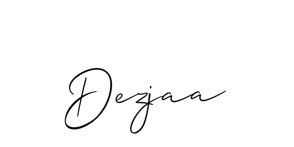 Allison_Script is a professional signature style that is perfect for those who want to add a touch of class to their signature. It is also a great choice for those who want to make their signature more unique. Get Dezjaa name to fancy signature for free. Dezjaa signature style 2 images and pictures png