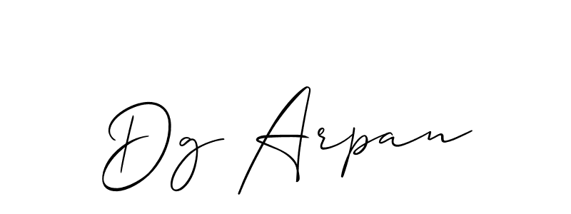 Make a beautiful signature design for name Dg Arpan. With this signature (Allison_Script) style, you can create a handwritten signature for free. Dg Arpan signature style 2 images and pictures png