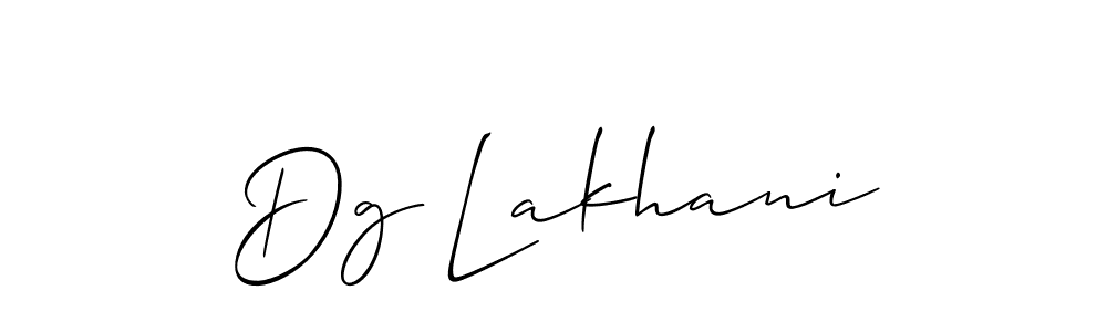 The best way (Allison_Script) to make a short signature is to pick only two or three words in your name. The name Dg Lakhani include a total of six letters. For converting this name. Dg Lakhani signature style 2 images and pictures png