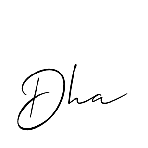 Make a beautiful signature design for name Dha. With this signature (Allison_Script) style, you can create a handwritten signature for free. Dha signature style 2 images and pictures png