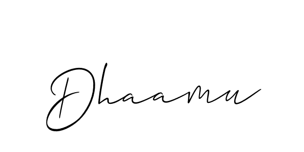 How to make Dhaamu signature? Allison_Script is a professional autograph style. Create handwritten signature for Dhaamu name. Dhaamu signature style 2 images and pictures png