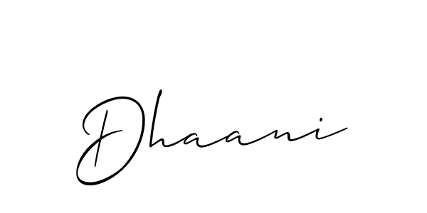 Design your own signature with our free online signature maker. With this signature software, you can create a handwritten (Allison_Script) signature for name Dhaani. Dhaani signature style 2 images and pictures png