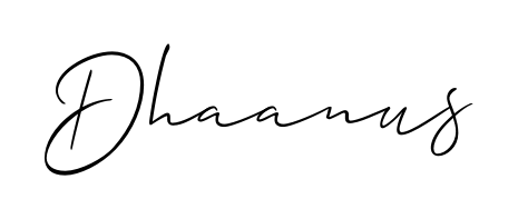 A sleek calligraphic signature for name Dhaanus utilizing Allison_Script styling. Great for adding personal signatures to photos and art. Dhaanus signature style 2 images and pictures png