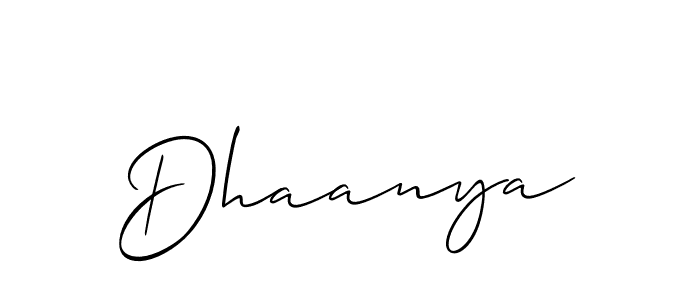 if you are searching for the best signature style for your name Dhaanya. so please give up your signature search. here we have designed multiple signature styles  using Allison_Script. Dhaanya signature style 2 images and pictures png