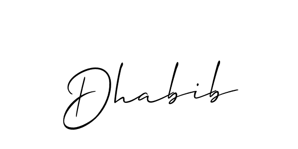 How to make Dhabib signature? Allison_Script is a professional autograph style. Create handwritten signature for Dhabib name. Dhabib signature style 2 images and pictures png