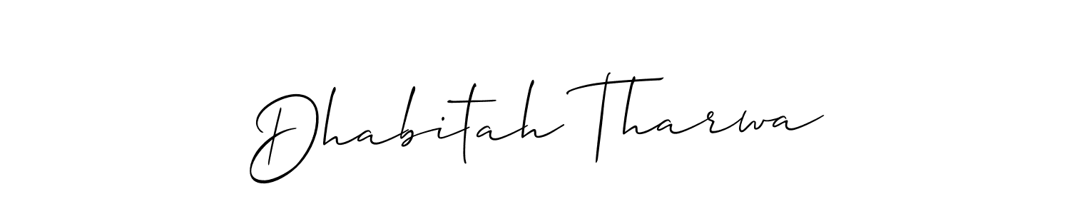 You should practise on your own different ways (Allison_Script) to write your name (Dhabitah Tharwa) in signature. don't let someone else do it for you. Dhabitah Tharwa signature style 2 images and pictures png