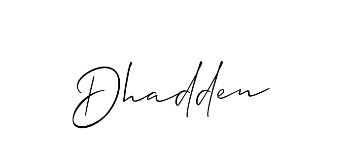 The best way (Allison_Script) to make a short signature is to pick only two or three words in your name. The name Dhadden include a total of six letters. For converting this name. Dhadden signature style 2 images and pictures png