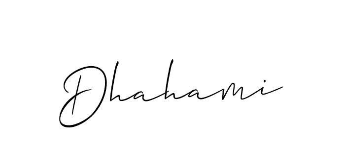 How to make Dhahami signature? Allison_Script is a professional autograph style. Create handwritten signature for Dhahami name. Dhahami signature style 2 images and pictures png