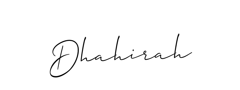 Use a signature maker to create a handwritten signature online. With this signature software, you can design (Allison_Script) your own signature for name Dhahirah. Dhahirah signature style 2 images and pictures png