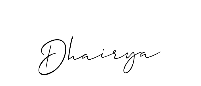 Also we have Dhairya name is the best signature style. Create professional handwritten signature collection using Allison_Script autograph style. Dhairya signature style 2 images and pictures png