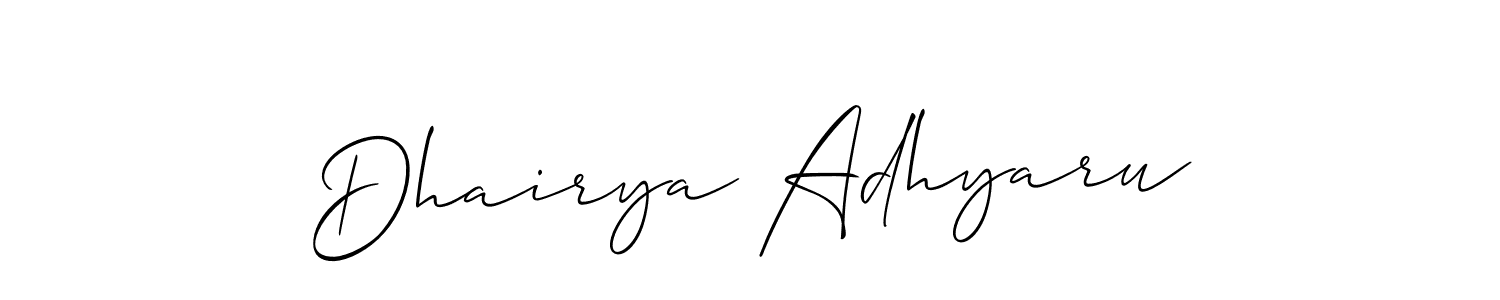 Make a beautiful signature design for name Dhairya Adhyaru. With this signature (Allison_Script) style, you can create a handwritten signature for free. Dhairya Adhyaru signature style 2 images and pictures png