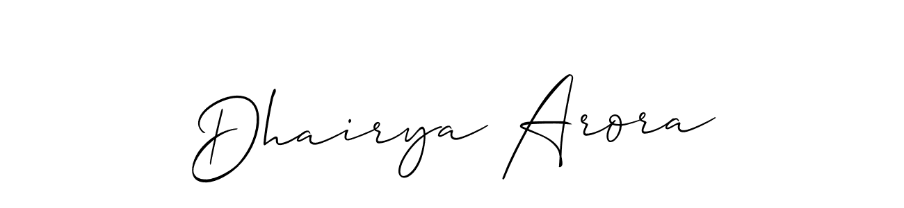 You should practise on your own different ways (Allison_Script) to write your name (Dhairya Arora) in signature. don't let someone else do it for you. Dhairya Arora signature style 2 images and pictures png