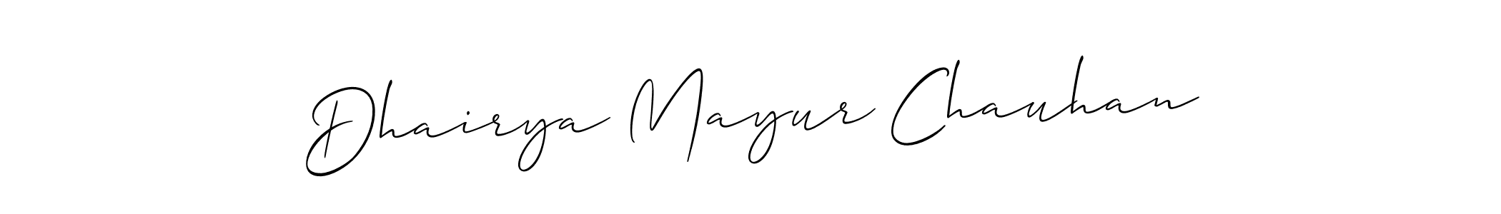 Create a beautiful signature design for name Dhairya Mayur Chauhan. With this signature (Allison_Script) fonts, you can make a handwritten signature for free. Dhairya Mayur Chauhan signature style 2 images and pictures png