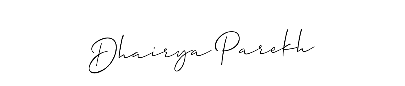 How to make Dhairya Parekh name signature. Use Allison_Script style for creating short signs online. This is the latest handwritten sign. Dhairya Parekh signature style 2 images and pictures png