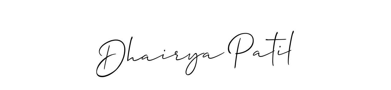 Make a beautiful signature design for name Dhairya Patil. With this signature (Allison_Script) style, you can create a handwritten signature for free. Dhairya Patil signature style 2 images and pictures png