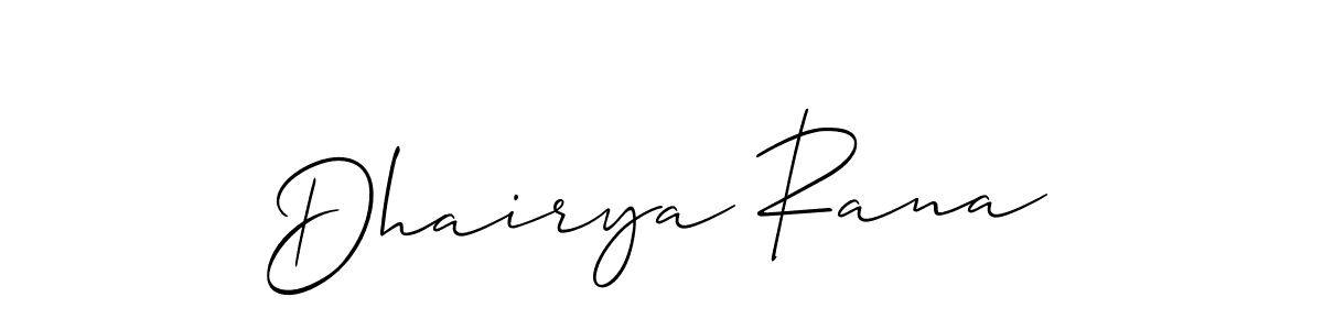 Create a beautiful signature design for name Dhairya Rana. With this signature (Allison_Script) fonts, you can make a handwritten signature for free. Dhairya Rana signature style 2 images and pictures png