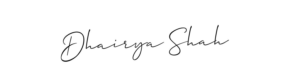 if you are searching for the best signature style for your name Dhairya Shah. so please give up your signature search. here we have designed multiple signature styles  using Allison_Script. Dhairya Shah signature style 2 images and pictures png